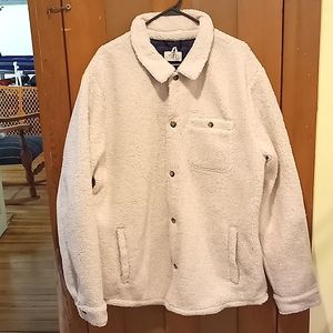 NWOT Men's Marine Layer Faux Fur Sherpa Overshirt Cream Coat,XL
